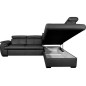 Canapé d'angle en 100% cuir de luxe italien convertible et avec coffre, 5/6 places CITIZEN, couleur noire, angle droit Canapé d'angle en 100% cuir de luxe italien convertible et avec coffre, 5/6 places CITIZEN, couleur noire, angle droit