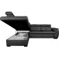 - Canapé d'angle en 100% cuir de luxe italien convertible et avec coffre, 5/6 places CITIZEN, couleur noire, angle gauche