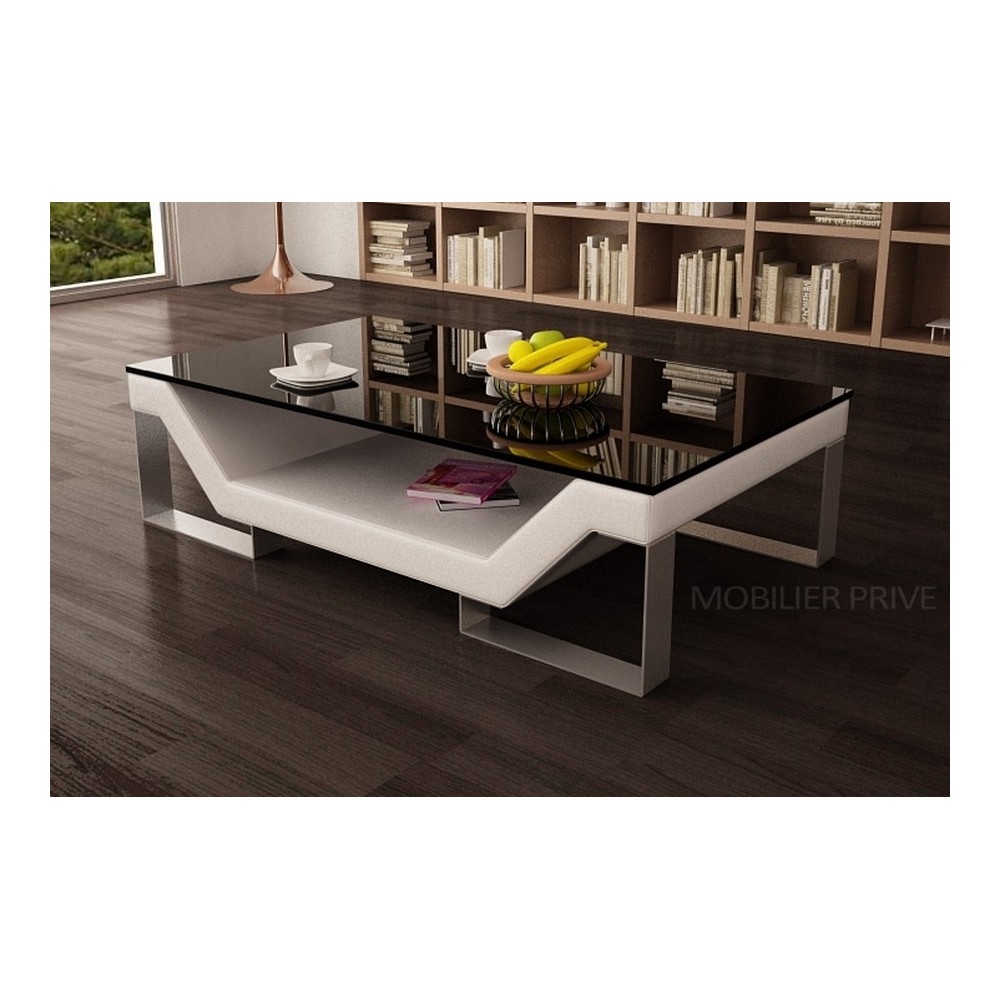 Table basse design PERLE, blanc, Gris clair, 120×70×42 cm Table basse design PERLE, blanc, Gris clair, 120×70×42 cm