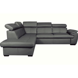 1er paiement de la commande: Canapé d'angle en 100% cuir de luxe italien , 5/6 places citizen, couleur gris foncé, angle gauche,