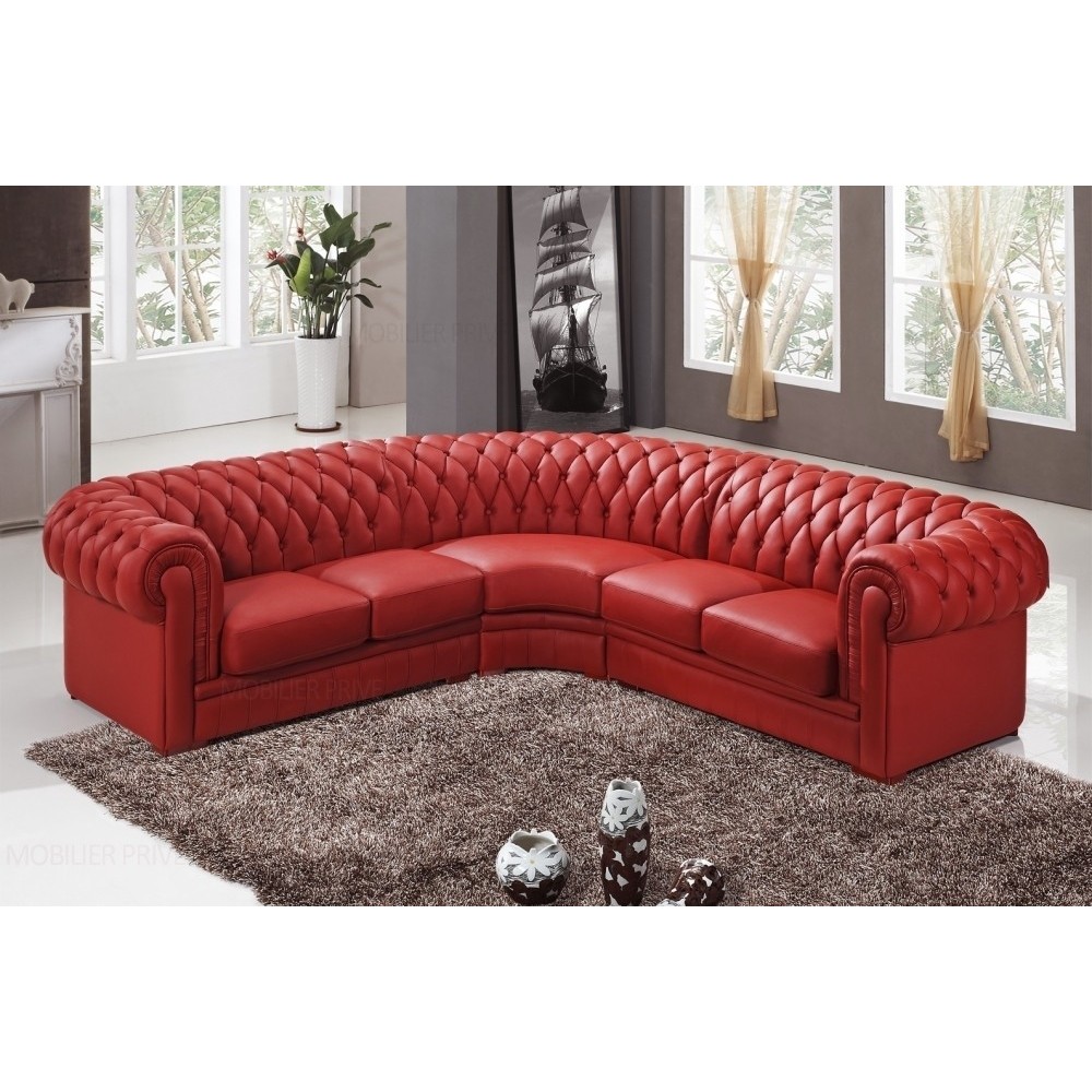 Canapé d'angle en cuir italien 6/7 places BIJOU, rouge. Canapé d'angle en cuir italien 6/7 places BIJOU, rouge.