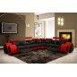 Canapé d'angle en cuir italien : 5/6 places PETIT EXCELIA, noir et rouge, angle droit Canapé d'angle en cuir italien : 5/6 places PETIT EXCELIA, noir et rouge, angle droit
