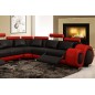 Canapé d'angle en cuir italien : 5/6 places PETIT EXCELIA, noir et rouge, angle droit Canapé d'angle en cuir italien : 5/6 places PETIT EXCELIA, noir et rouge, angle droit