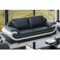 Ensemble canapé 3 places et 2 places et fauteuil en cuir italien vachette CANDIDE, couleur noir et blanc Ensemble canapé 3 places et 2 places et fauteuil en cuir italien vachette CANDIDE, couleur noir et blanc