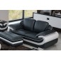 Ensemble canapé 3 places et 2 places et fauteuil en cuir italien vachette CANDIDE, couleur noir et blanc Ensemble canapé 3 places et 2 places et fauteuil en cuir italien vachette CANDIDE, couleur noir et blanc