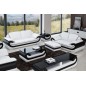 Ensemble canapé 3 places et 2 places et fauteuil en cuir italien vachette CANDIDE, couleur blanc et noir Ensemble canapé 3 places et 2 places et fauteuil en cuir italien vachette CANDIDE, couleur blanc et noir