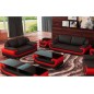 Canapé 3 places en cuir italien vachette CANDIDE noir et rouge Canapé 3 places en cuir italien vachette CANDIDE noir et rouge