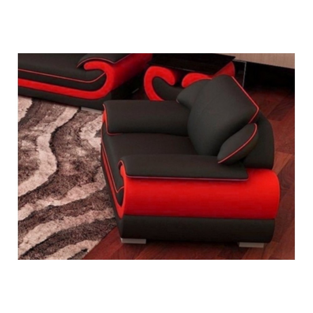 Fauteuil 1 place en cuir italien vachette CANDIDE noir et rouge Fauteuil 1 place en cuir italien vachette CANDIDE noir et rouge
