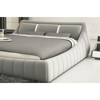 Lit en cuir italien de luxe FOSTER, gris clair, 160x200