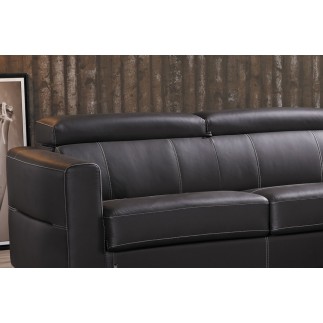 Canapé d'angle convertible en cuir de buffle italien de luxe 5 places ANTHONY, noir, angle droit,