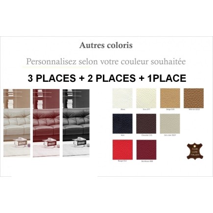 2eme paiement de la commande: Ensemble oxford 3 pièces: composé d'un canapé 3 places + 2 places + fauteuil en cuir luxe italien