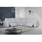 Canapé d'angle double relax en 100% tout cuir épais de luxe italien avec 2 relax électrique, 6/7 places, DAKOTA, blanc cassé Canapé d'angle double relax en 100% tout cuir épais de luxe italien avec 2 relax électrique, 6/7 places, DAKOTA, blanc cassé