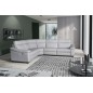 Canapé d'angle double relax en 100% tout cuir épais de luxe italien avec 2 relax électrique, 6/7 places, DAKOTA, blanc cassé Canapé d'angle double relax en 100% tout cuir épais de luxe italien avec 2 relax électrique, 6/7 places, DAKOTA, blanc cassé