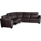 Canapé d'angle double relax en 100% tout cuir épais de luxe italien avec 2 relax électrique, 6/7 places, DAKOTA, chocolat