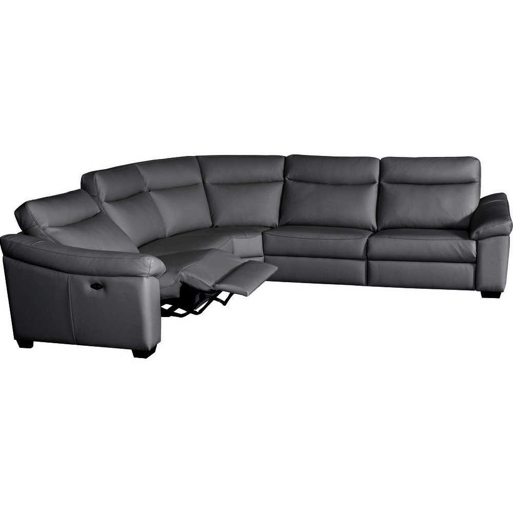 Canapé d'angle double relax en 100% tout cuir épais de luxe italien avec 2 relax électrique, 6/7 places, DAKOTA, anthracite Canapé d'angle double relax en 100% tout cuir épais de luxe italien avec 2 relax électrique, 6/7 places, DAKOTA, anthracite