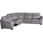 Canapé d'angle double relax en 100% tout cuir épais de luxe italien avec 2 relax électrique, 6/7 places, DAKOTA, gris clair Canapé d'angle double relax en 100% tout cuir épais de luxe italien avec 2 relax électrique, 6/7 places, DAKOTA, gris clair