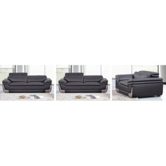 2eme paiement de la commande: Ensemble composé de 2 canapés 3 places et d'un fauteuil en cuir italien buffle italina, noir avec
