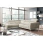 Canapé d'angle en 100% tout cuir épais de luxe italien 5/6 places DALEN, blanc cassé, angle gauche