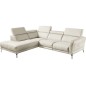 Canapé d'angle en 100% tout cuir épais de luxe italien 5/6 places DALEN, blanc cassé, angle gauche