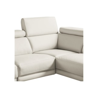 Canapé d'angle en 100% tout cuir épais de luxe italien 5/6 places DALEN, blanc cassé, angle gauche