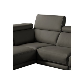 - Canapé d'angle en 100% tout cuir épais de luxe italien 5/6 places DALEN, anthracite, angle gauche