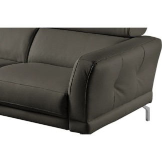 - Canapé d'angle en 100% tout cuir épais de luxe italien 5/6 places DALEN, anthracite, angle gauche