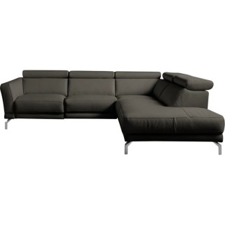 Canapé d'angle en 100% tout cuir épais de luxe italien 5/6 places DALEN, anthracite, angle droit