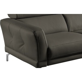 Canapé d'angle en 100% tout cuir épais de luxe italien 5/6 places DALEN, anthracite, angle droit
