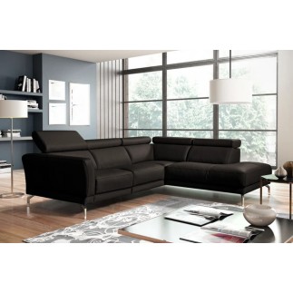 Canapé d'angle en 100% tout cuir épais de luxe italien 5/6 places DALEN, chocolat, angle droit