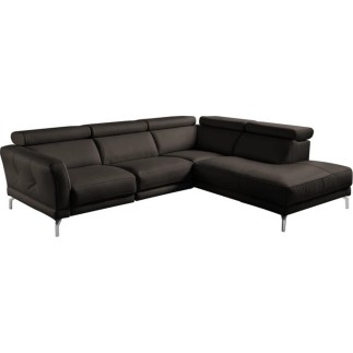 Canapé d'angle en 100% tout cuir épais de luxe italien 5/6 places DALEN, chocolat, angle droit