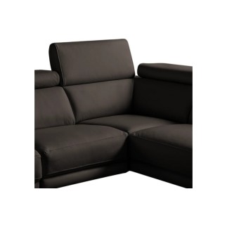 Canapé d'angle en 100% tout cuir épais de luxe italien 5/6 places DALEN, chocolat, angle droit