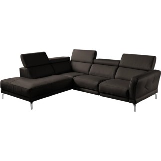 Canapé d'angle en 100% tout cuir épais de luxe italien 5/6 places DALEN, chocolat, angle gauche