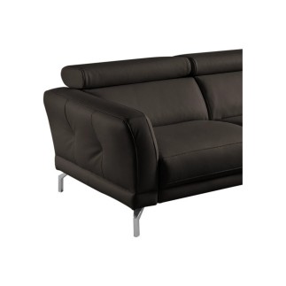 Canapé d'angle en 100% tout cuir épais de luxe italien 5/6 places DALEN, chocolat, angle gauche