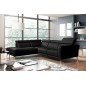 Canapé d'angle en 100% tout cuir épais de luxe italien 5/6 places DALEN, noir, angle gauche Canapé d'angle en 100% tout cuir épais de luxe italien 5/6 places DALEN, noir, angle gauche