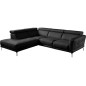 Canapé d'angle en 100% tout cuir épais de luxe italien 5/6 places DALEN, noir, angle gauche Canapé d'angle en 100% tout cuir épais de luxe italien 5/6 places DALEN, noir, angle gauche
