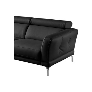 Canapé d'angle en 100% tout cuir épais de luxe italien 5/6 places DALEN, noir, angle gauche