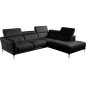 Canapé d'angle en 100% tout cuir épais de luxe italien 5/6 places DALEN, noir, angle droit Canapé d'angle en 100% tout cuir épais de luxe italien 5/6 places DALEN, noir, angle droit
