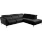 Canapé d'angle en 100% tout cuir épais de luxe italien 5/6 places DALEN, noir, angle droit Canapé d'angle en 100% tout cuir épais de luxe italien 5/6 places DALEN, noir, angle droit