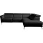 Canapé d'angle en 100% tout cuir épais de luxe italien 5/6 places DALEN, noir, angle droit Canapé d'angle en 100% tout cuir épais de luxe italien 5/6 places DALEN, noir, angle droit