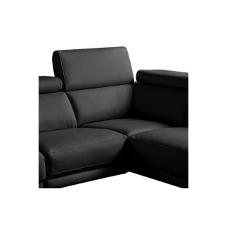 Canapé d'angle en 100% tout cuir épais de luxe italien 5/6 places DALEN, noir, angle droit