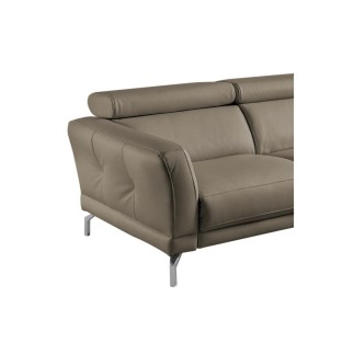 Canapé d'angle en 100% tout cuir épais de luxe italien 5/6 places DALEN, taupe, angle droit