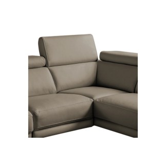 Canapé d'angle en 100% tout cuir épais de luxe italien 5/6 places DALEN, taupe, angle droit