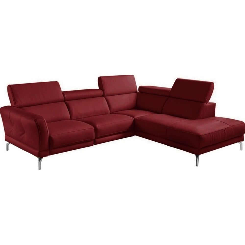 Canapé d'angle en 100% tout cuir épais de luxe italien 5/6 places DALEN, rouge foncé, angle droit Canapé d'angle en 100% tout cuir épais de luxe italien 5/6 places DALEN, rouge foncé, angle droit