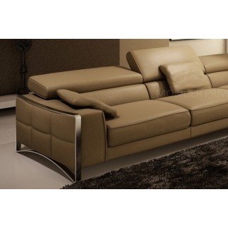 Canapé d'angle en cuir italien haut de gamme 5 places SUEDE, marron, angle droit