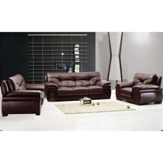 Ensemble oxford 3 pièces: composé d'un canapé 3 places + 2 places + fauteuil en cuir luxe italien vachette, chocolat