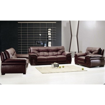 Ensemble oxford 3 pièces: composé d'un canapé 3 places + 2 places + fauteuil en cuir luxe italien vachette, chocolat