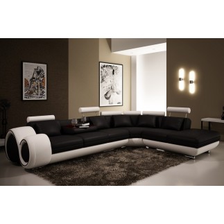 2eme paiement de la commande: Canapé d'angle VISION en cuir haut de gamme italien Noir N°366 Blanc N°781 Angle idem photo - sur