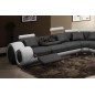 Canapé d'angle en cuir italien 8 places carlton, gris foncé et blanc - Table ronde offerte, angle gauche Canapé d'angle en cuir italien 8 places carlton, gris foncé et blanc - Table ronde offerte, angle gauche