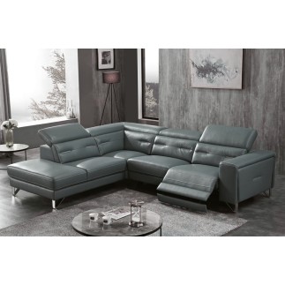 1er paiement de la commande: Canapé d'angle avec un relax électrique en cuir de buffle italien de luxe 6 places revolax gris fon