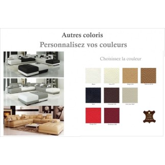 2EME paiement de la commande: Canapé d'angle en cuir italien 6/7 places petit elixir, couleur personnalisée, angle droit, couleu
